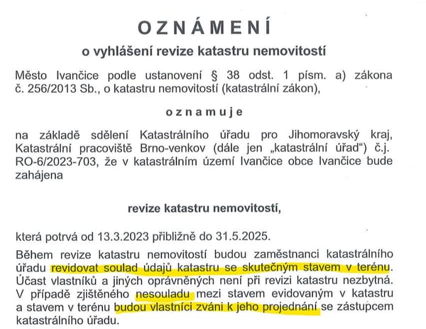 Pozor na "černé stavby" si posvítí katastrální úředníci v Ivančicích